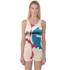 Decorative Amoeba Abstraction One Piece Boyleg Swimsuit by Valentinaart