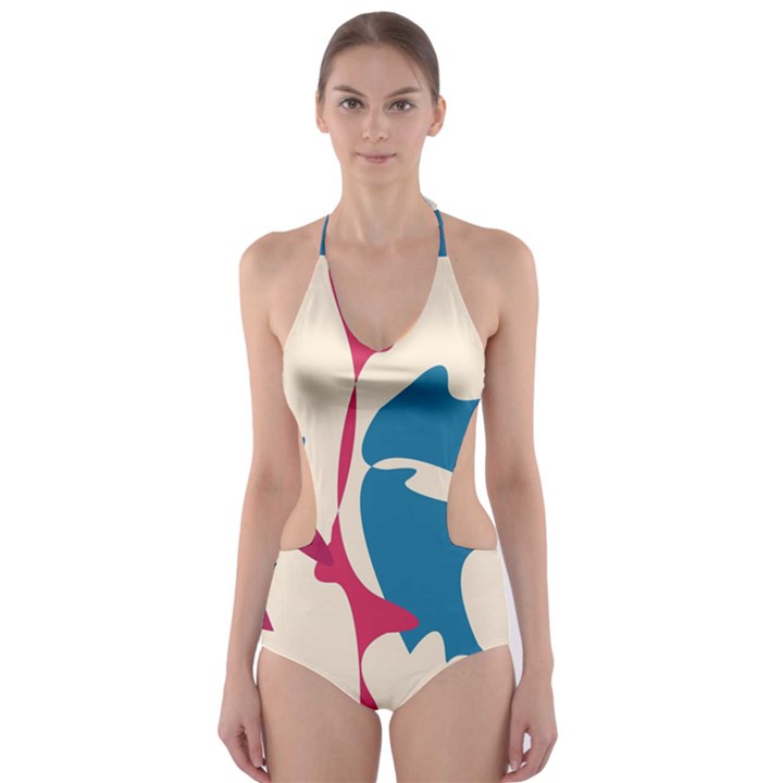 Decorative amoeba abstraction Cut-Out One Piece Swimsuit