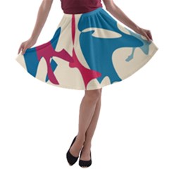 Decorative Amoeba Abstraction A-line Skater Skirt by Valentinaart