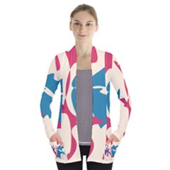 Decorative Amoeba Abstraction Women s Open Front Pockets Cardigan(p194) by Valentinaart