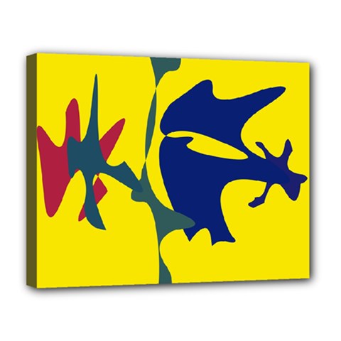 Yellow Amoeba Abstraction Canvas 14  X 11  by Valentinaart