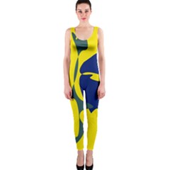 Yellow Amoeba Abstraction Onepiece Catsuit by Valentinaart