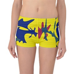 Yellow Amoeba Abstraction Boyleg Bikini Bottoms by Valentinaart