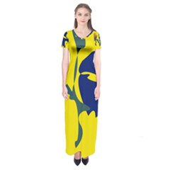 Yellow Amoeba Abstraction Short Sleeve Maxi Dress by Valentinaart