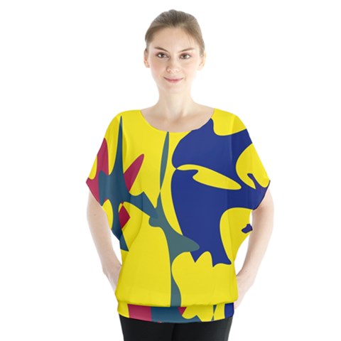 Yellow Amoeba Abstraction Blouse by Valentinaart