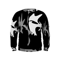 Black And White Amoeba Abstraction Kids  Sweatshirt by Valentinaart