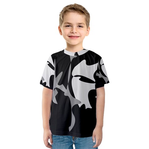 Black And White Amoeba Abstraction Kid s Sport Mesh Tee by Valentinaart