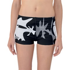 Black And White Amoeba Abstraction Boyleg Bikini Bottoms by Valentinaart