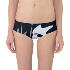 Black And White Amoeba Abstraction Classic Bikini Bottoms by Valentinaart