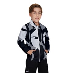 Black And White Amoeba Abstraction Wind Breaker (kids) by Valentinaart