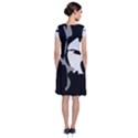 Black and white amoeba abstraction Short Sleeve Front Wrap Dress View2