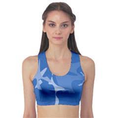 Blue Amoeba Abstraction Sports Bra by Valentinaart