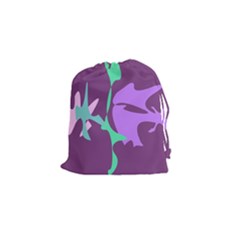 Purple Amoeba Abstraction Drawstring Pouches (small)  by Valentinaart