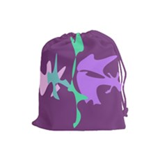 Purple Amoeba Abstraction Drawstring Pouches (large)  by Valentinaart