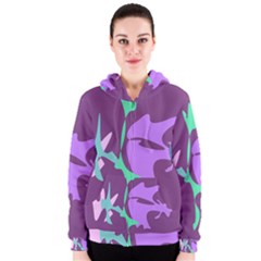 Purple Amoeba Abstraction Women s Zipper Hoodie