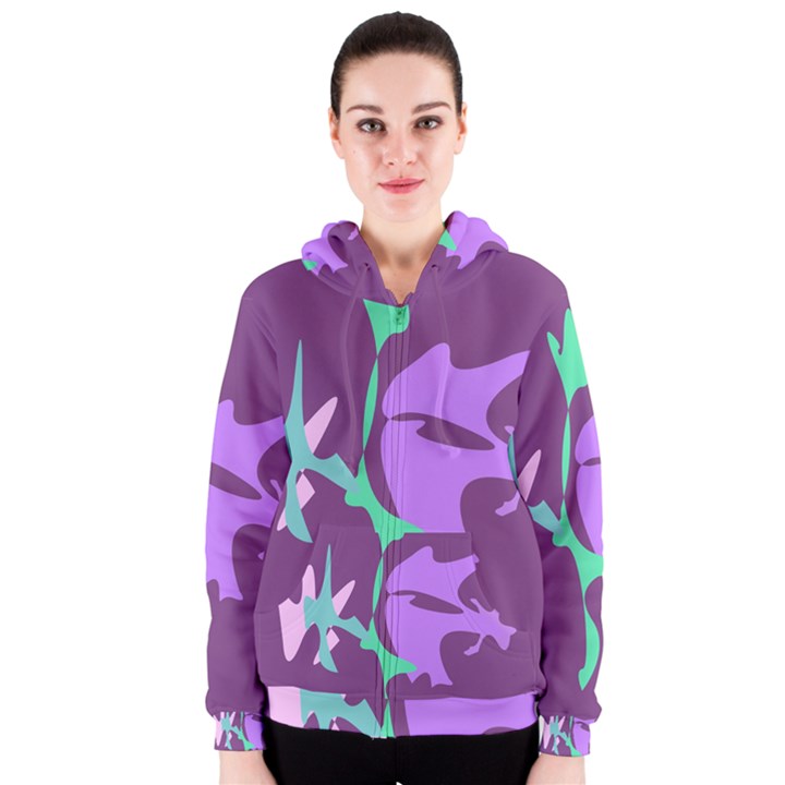 Purple amoeba abstraction Women s Zipper Hoodie