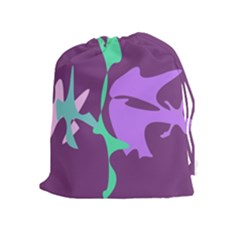 Purple Amoeba Abstraction Drawstring Pouches (extra Large) by Valentinaart