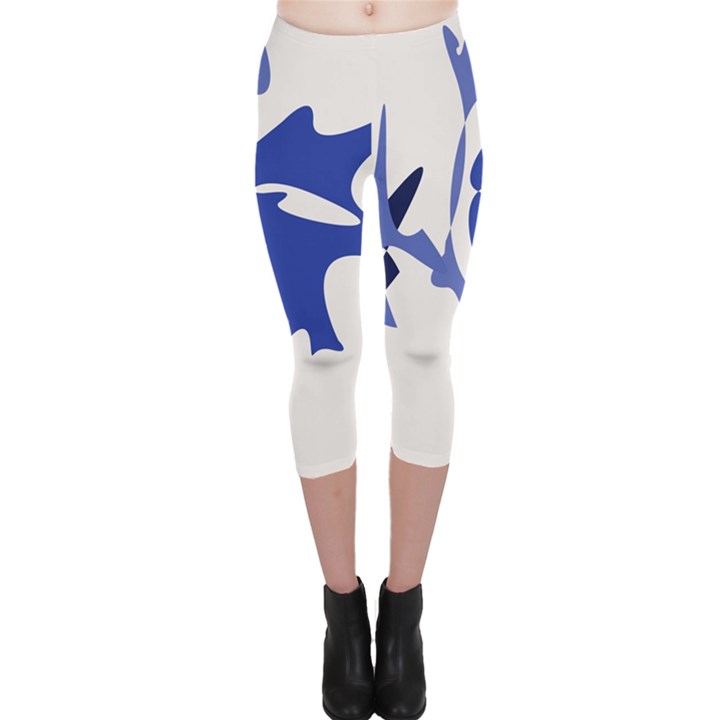 Blue amoeba abstract Capri Leggings 