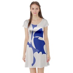 Blue Amoeba Abstract Short Sleeve Skater Dress by Valentinaart