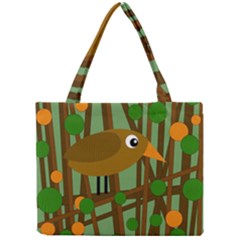 Brown Bird Mini Tote Bag by Valentinaart