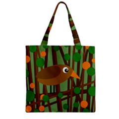 Brown Bird Zipper Grocery Tote Bag by Valentinaart