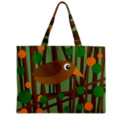 Brown Bird Zipper Mini Tote Bag by Valentinaart