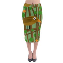 Brown Bird Midi Pencil Skirt by Valentinaart