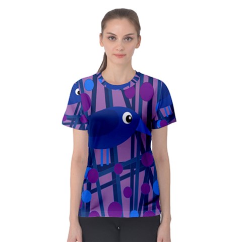 Purple Bird Women s Sport Mesh Tee by Valentinaart