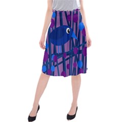 Purple Bird Midi Beach Skirt by Valentinaart