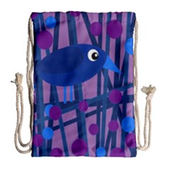 Purple Bird Drawstring Bag (large) by Valentinaart