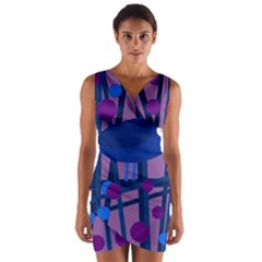 Purple Bird Wrap Front Bodycon Dress by Valentinaart