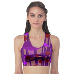 Sweet Purple Bird Sports Bra by Valentinaart