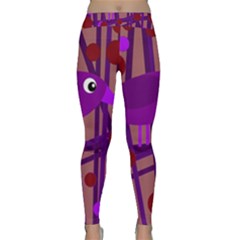 Sweet Purple Bird Yoga Leggings  by Valentinaart