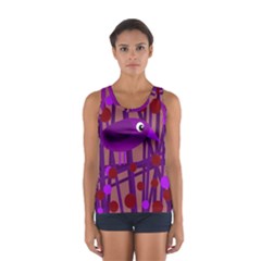 Sweet Purple Bird Women s Sport Tank Top  by Valentinaart