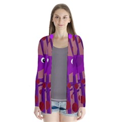 Sweet Purple Bird Drape Collar Cardigan by Valentinaart