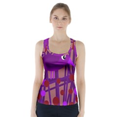 Sweet Purple Bird Racer Back Sports Top by Valentinaart