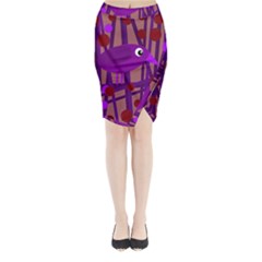 Sweet Purple Bird Midi Wrap Pencil Skirt by Valentinaart