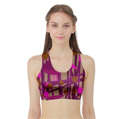 Cute Magenta Bird Sports Bra With Border