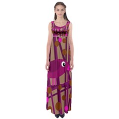 Cute Magenta Bird Empire Waist Maxi Dress by Valentinaart