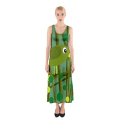 Cute Green Bird Sleeveless Maxi Dress by Valentinaart