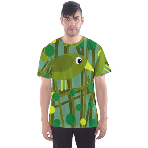 Cute Green Bird Men s Sport Mesh Tee by Valentinaart