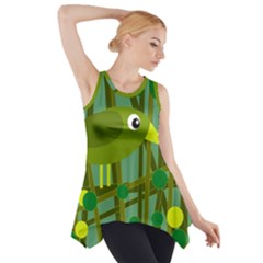 Cute Green Bird Side Drop Tank Tunic by Valentinaart