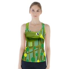 Cute Green Bird Racer Back Sports Top by Valentinaart