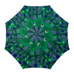 Green And Blue Bird Golf Umbrellas by Valentinaart