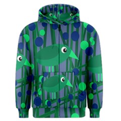 Green And Blue Bird Men s Zipper Hoodie by Valentinaart