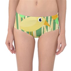 Yellow Little Bird Mid-waist Bikini Bottoms by Valentinaart