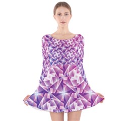 Purple Shatter Geometric Pattern Long Sleeve Velvet Skater Dress by TanyaDraws