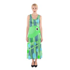 Green Bird Sleeveless Maxi Dress by Valentinaart