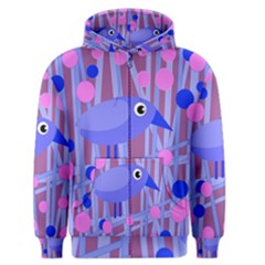 Purple And Blue Bird Men s Zipper Hoodie by Valentinaart