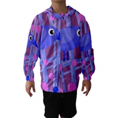 Purple And Blue Bird Hooded Wind Breaker (kids) by Valentinaart